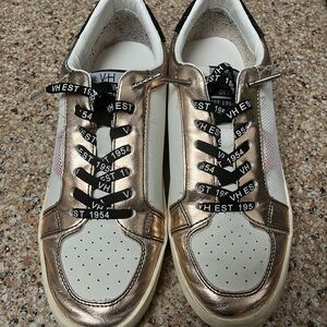 Vintage Havana Metallic Gold and White Sneakers